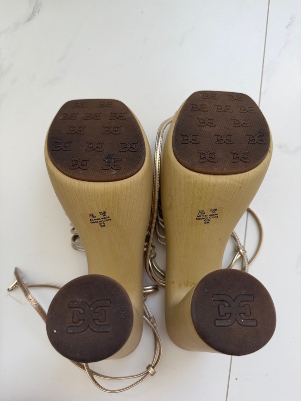 Sam Edelman Gold Strappy Platform Heels for Women - Picture 7 of 7